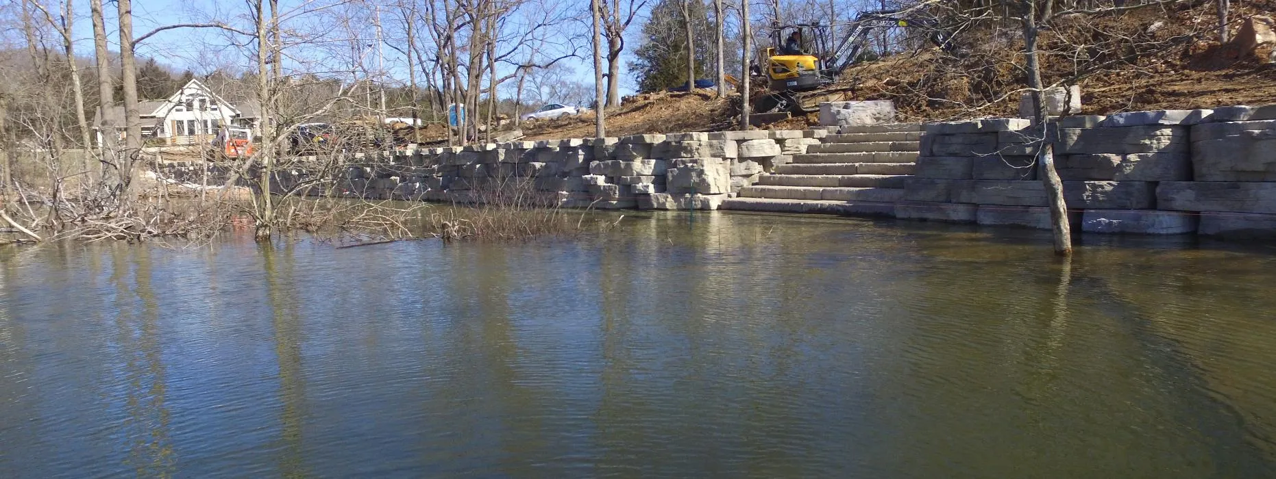 Lake retaining wall built by SouthernScapes